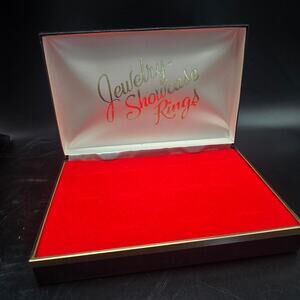 Vintage Jewelry Box Ring Box Showcase Black Red Flocked NOS In Box